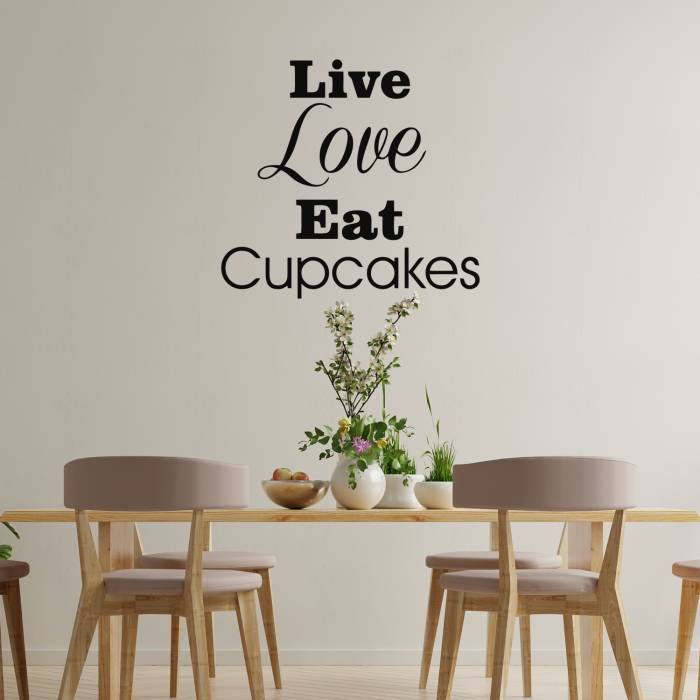 Αυτοκόλλητο τοίχου - Live Love Cupcakes